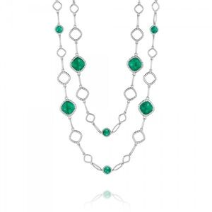 **SOLD** TACORI Sterling Silver Green Onyx Envy Station Long Necklace + Ring